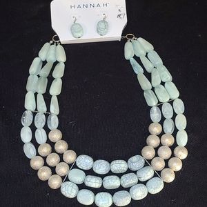 Beautiful Aqua Beaded Choker with Earrings NWT